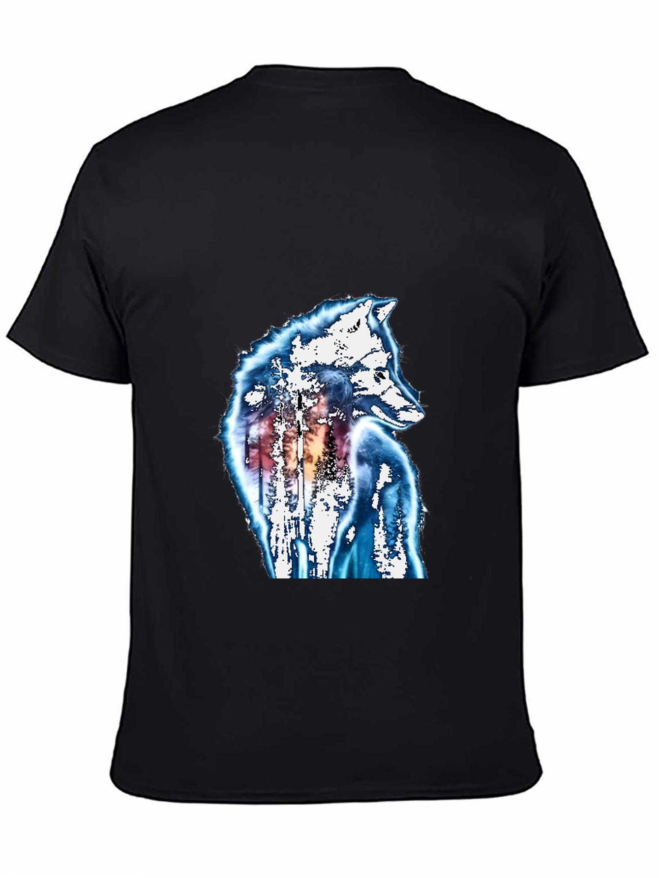 Camiseta Negra Lobo Diseño Único