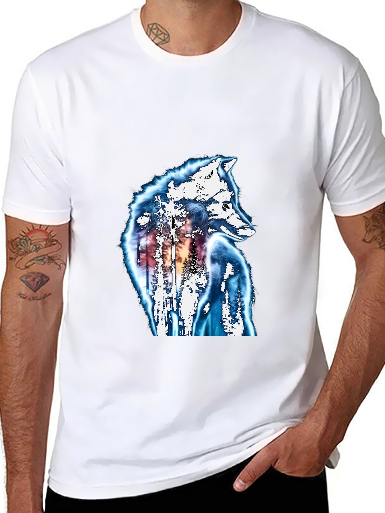 Camiseta Negra Lobo Diseño Único