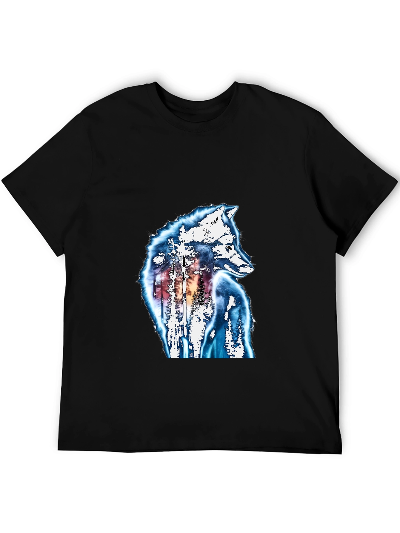Camiseta Negra Lobo Diseño Único