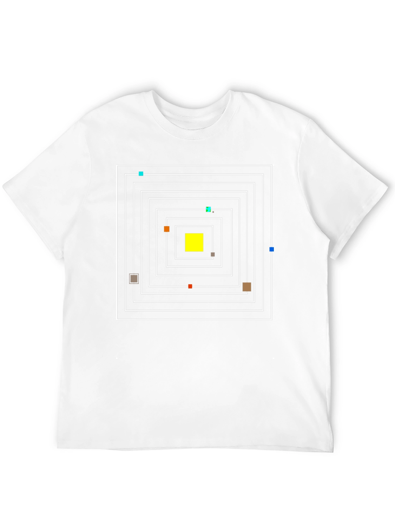 Camiseta Negra con Diseño Geométrico Cuadrado Abstracto