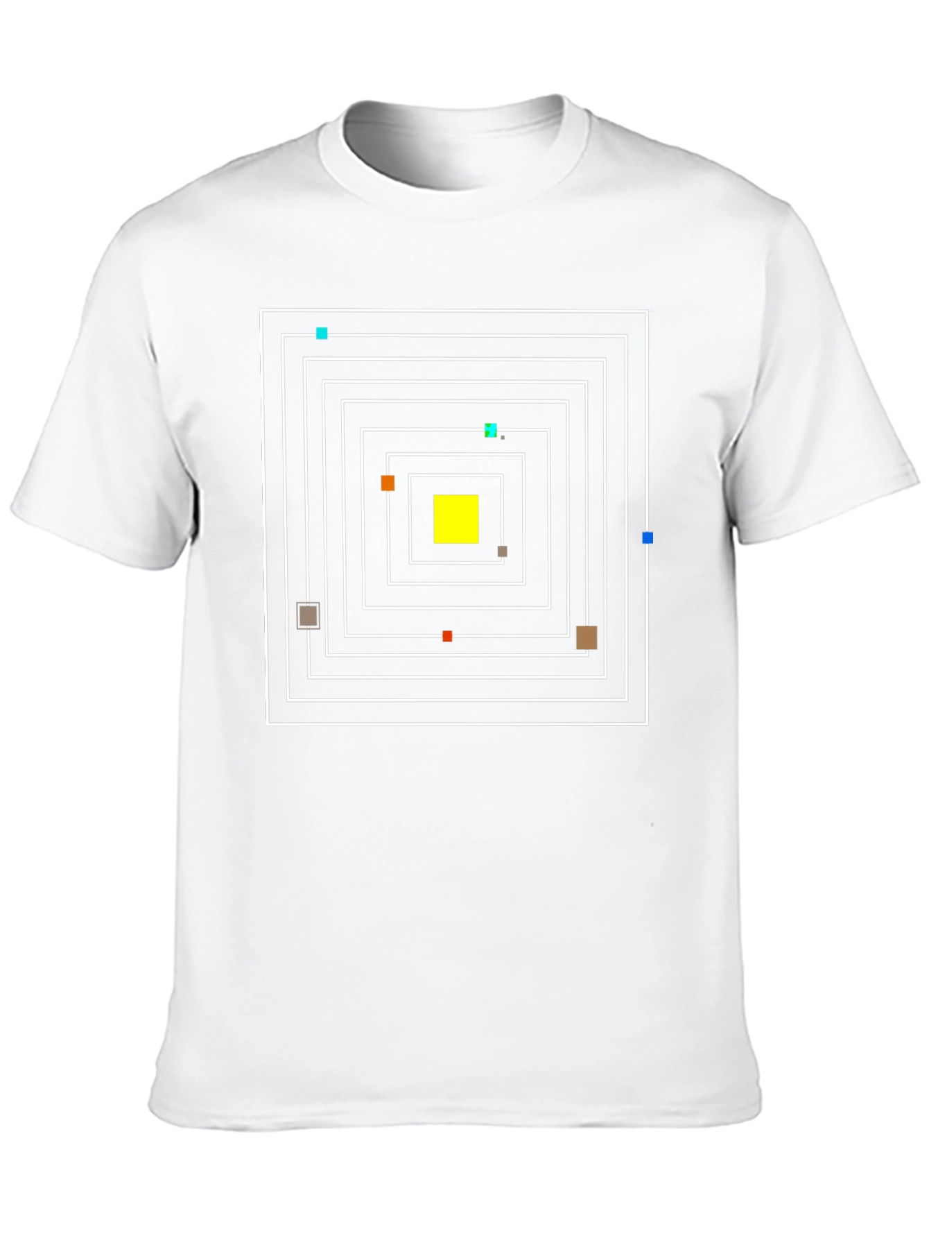 Camiseta Negra con Diseño Geométrico Cuadrado Abstracto