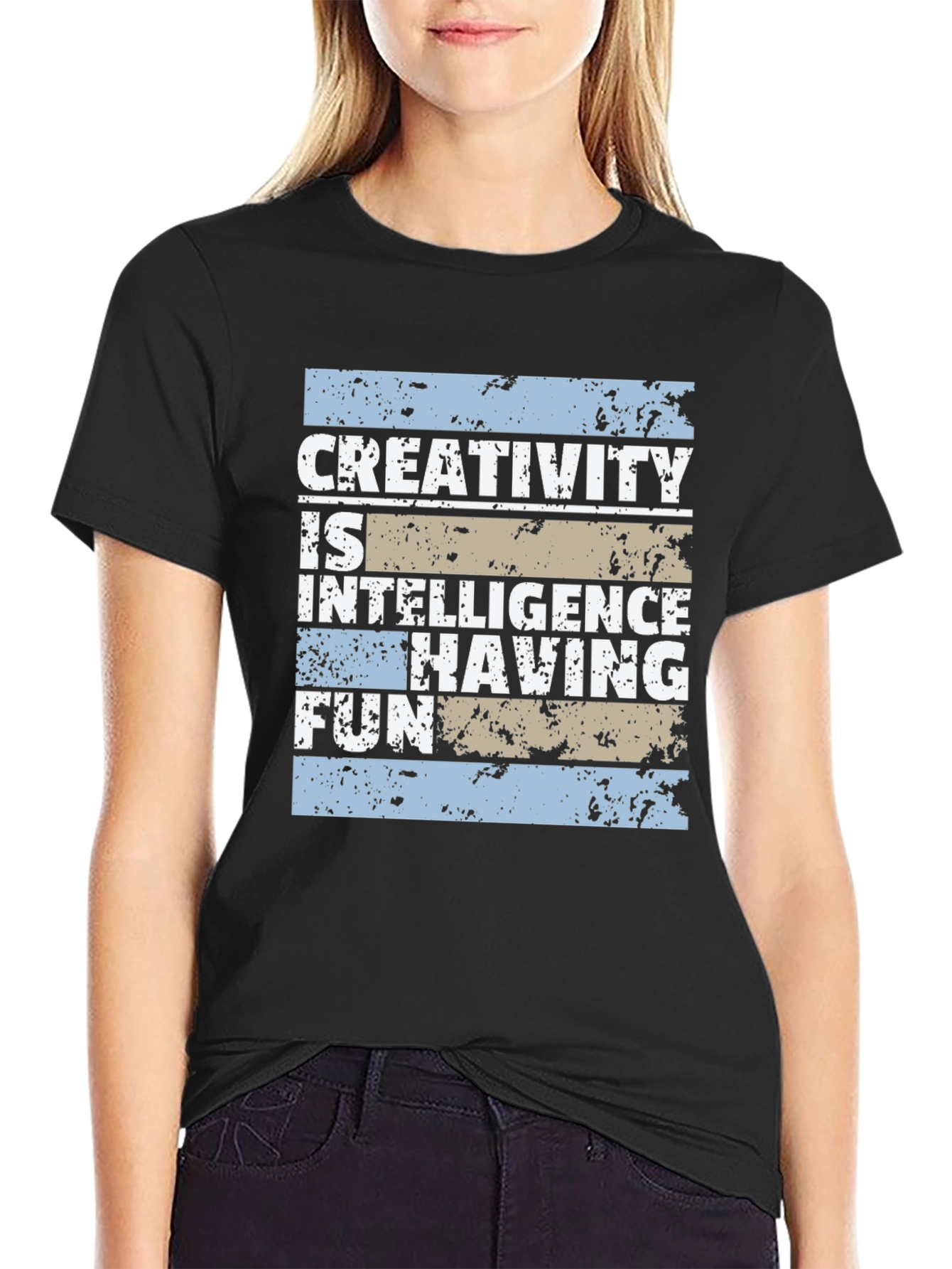 Camiseta Negra Creatividad Inteligencia Diversión