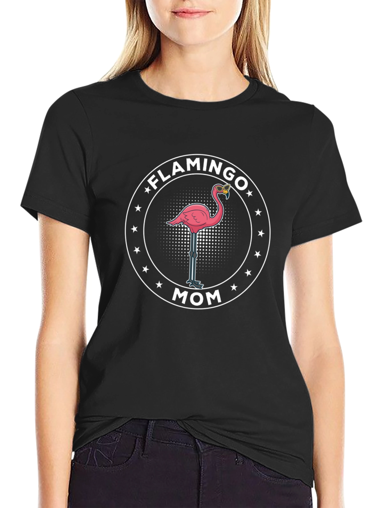 Camiseta Negra con Diseño de Flamenco para Mamá