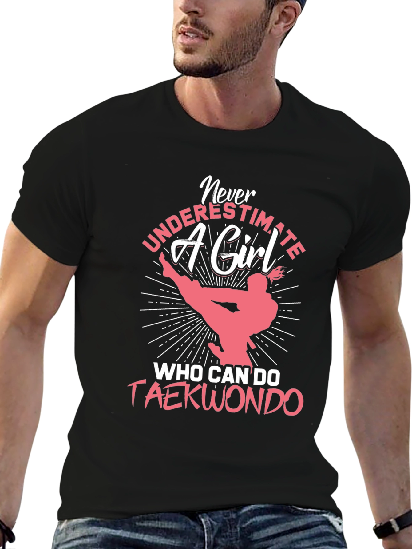 Camiseta Negra con Diseño de Taekwondo para Mujer