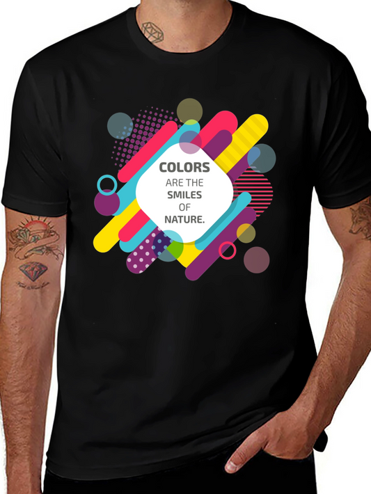 Camiseta Negra con Diseño Abstracto Colores de la Naturaleza