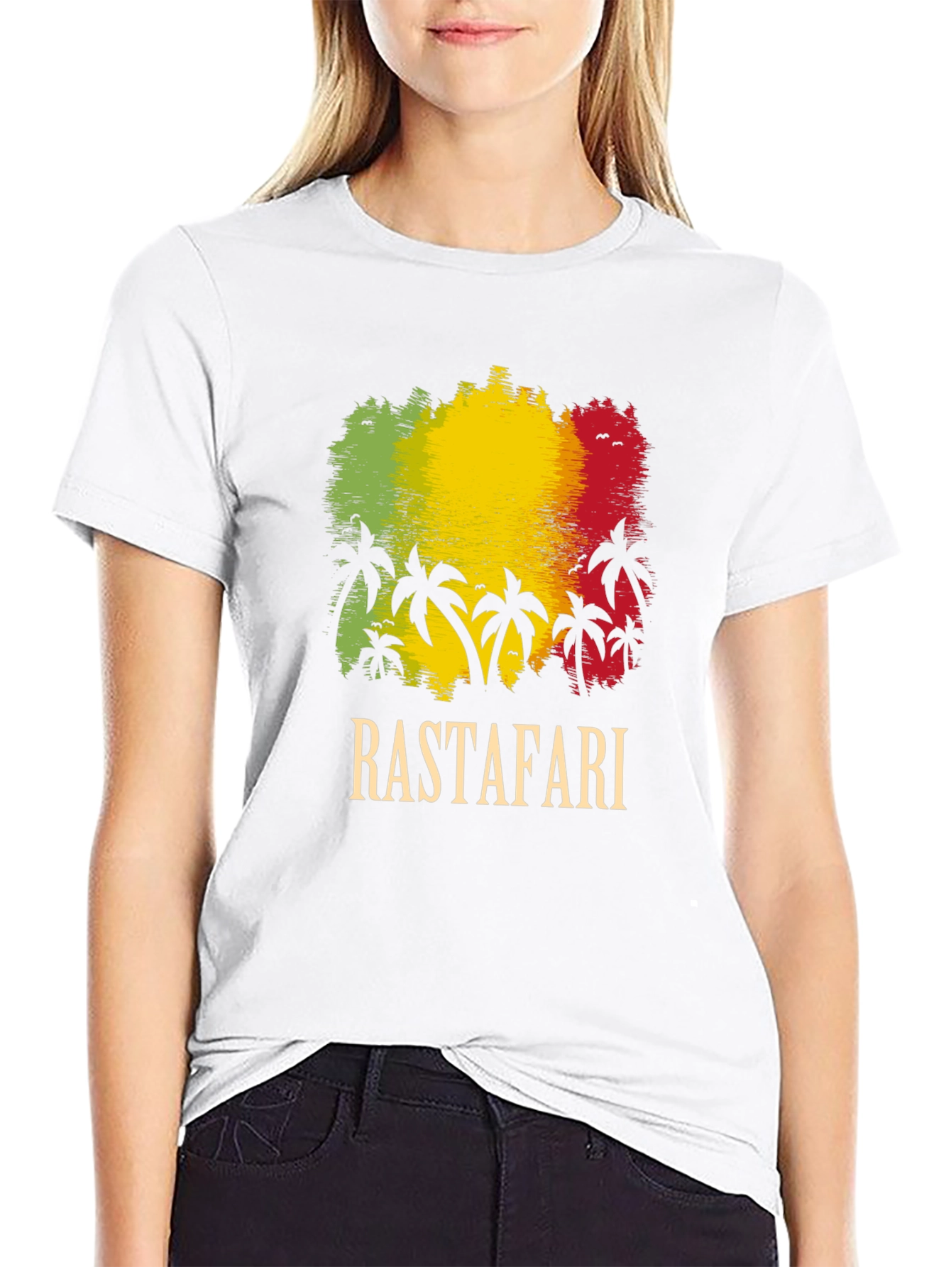 Camiseta Rastafari: Estilo Reggae con Diseño de Palmeras