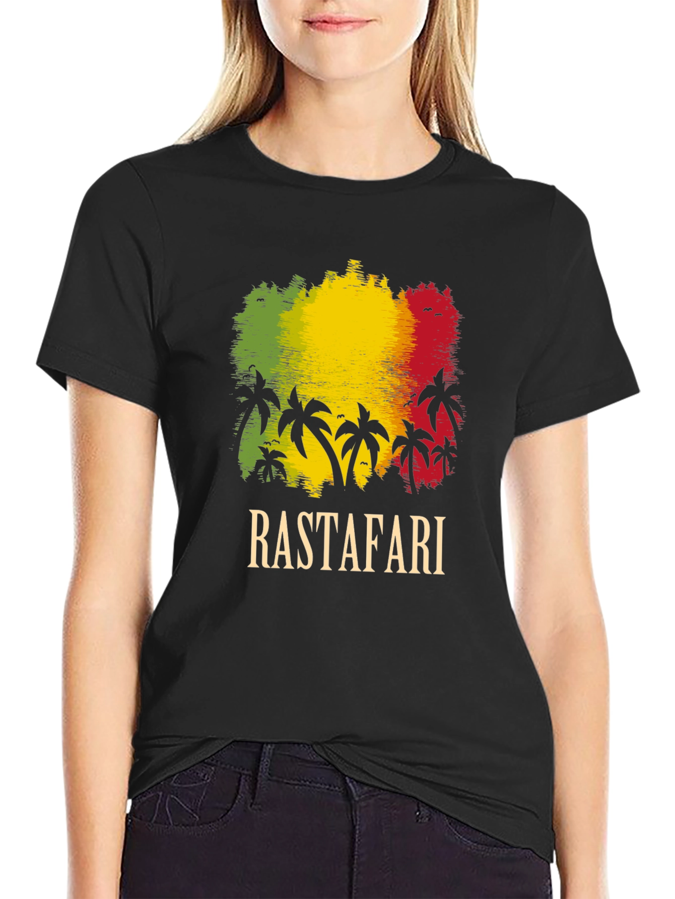 Camiseta Rastafari: Estilo Reggae con Diseño de Palmeras