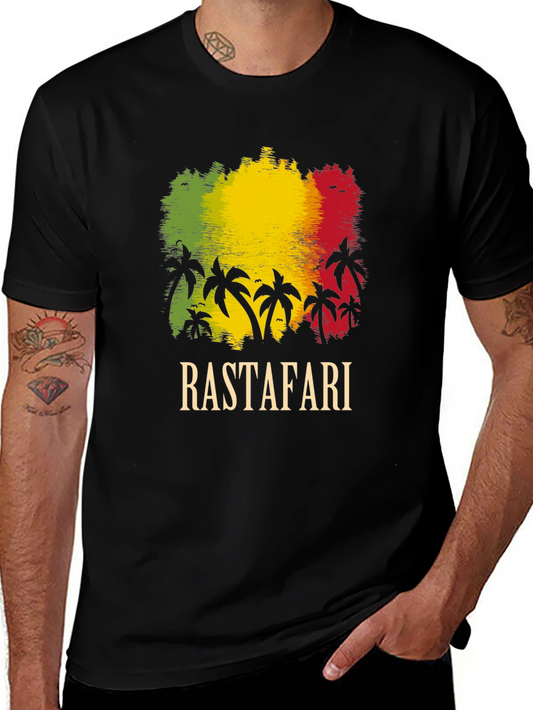 Camiseta Rastafari: Estilo Reggae con Diseño de Palmeras