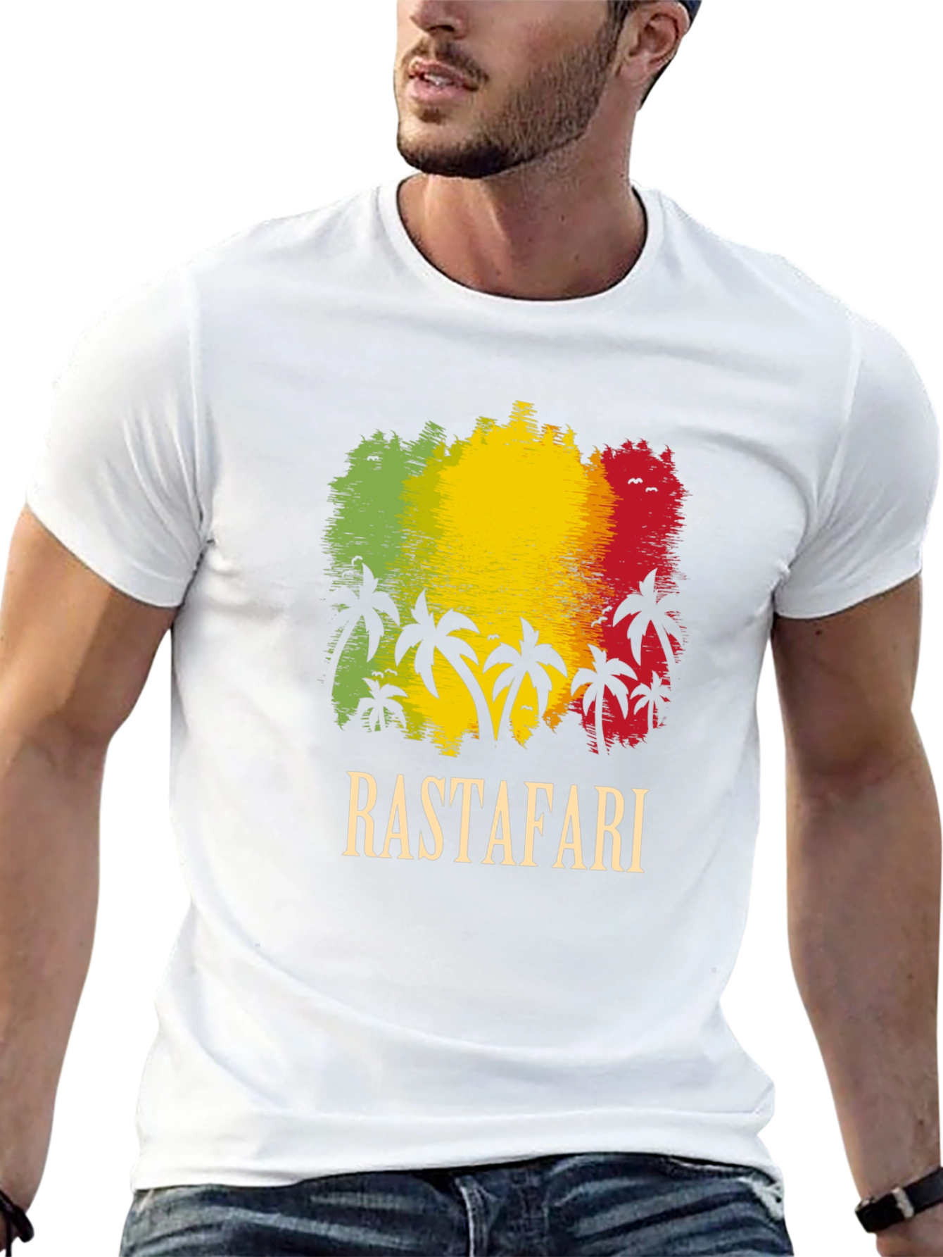 Camiseta Rastafari: Estilo Reggae con Diseño de Palmeras