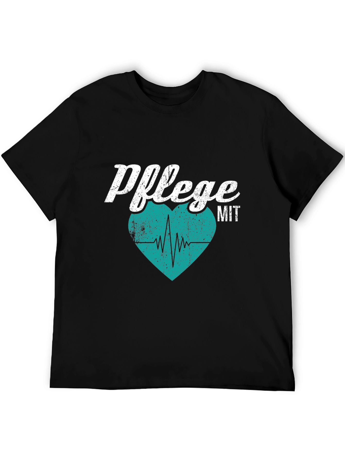 Camiseta Negra Pflege mit Herz