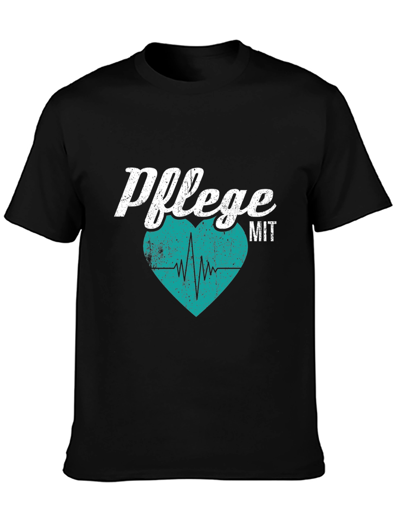 Camiseta Negra Pflege mit Herz