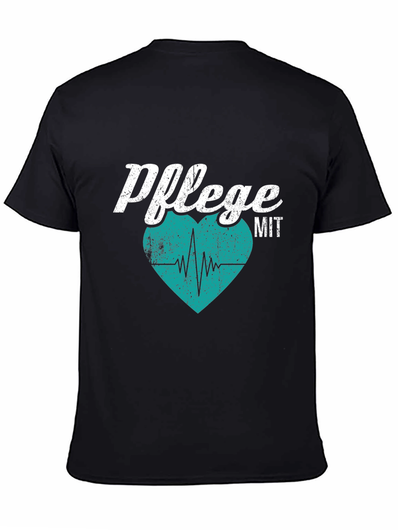 Camiseta Negra Pflege mit Herz