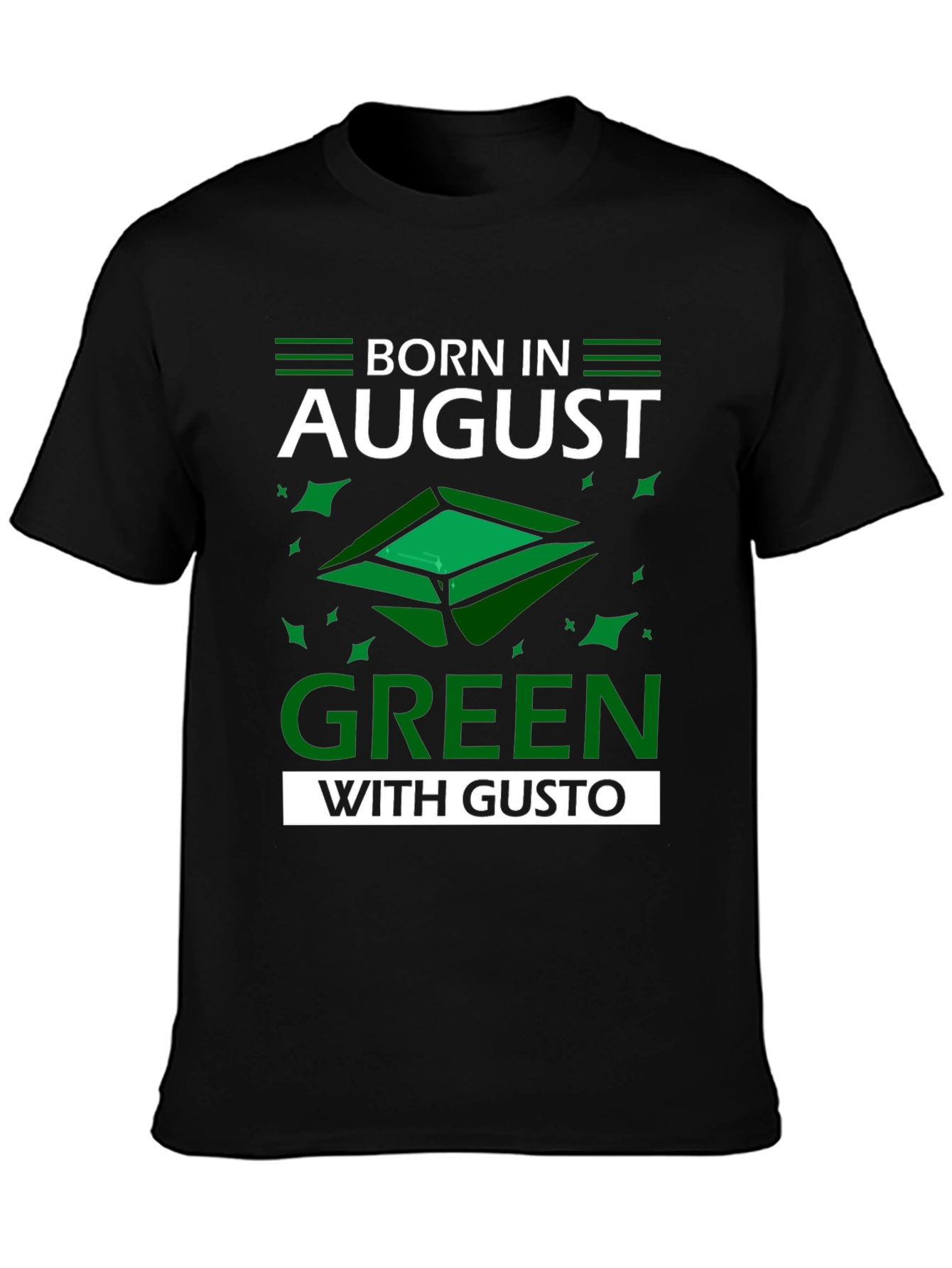 Camiseta Negra Nacido en Agosto - Verde con Gusto