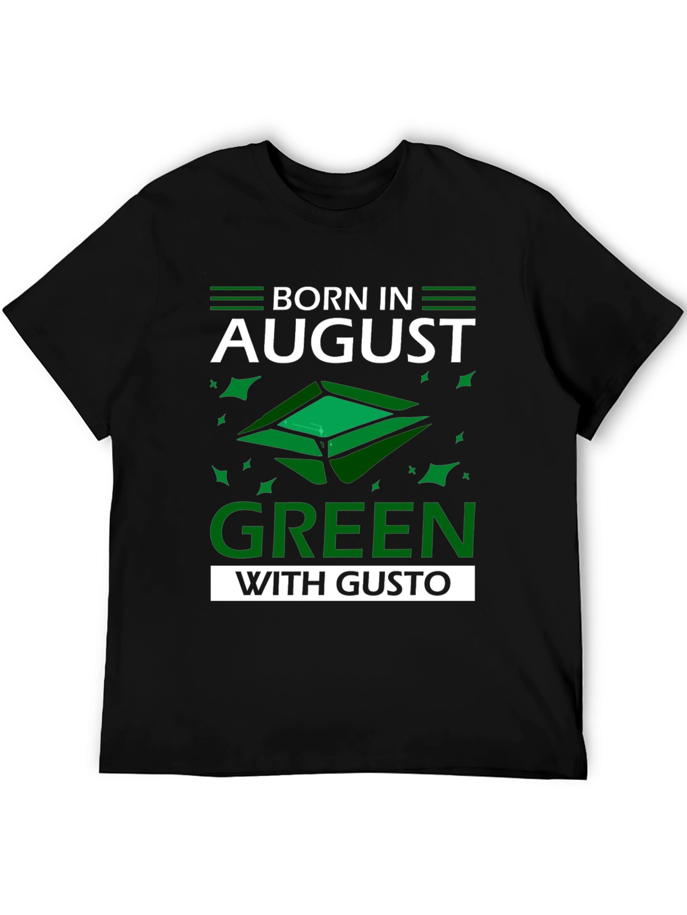 Camiseta Negra Nacido en Agosto - Verde con Gusto