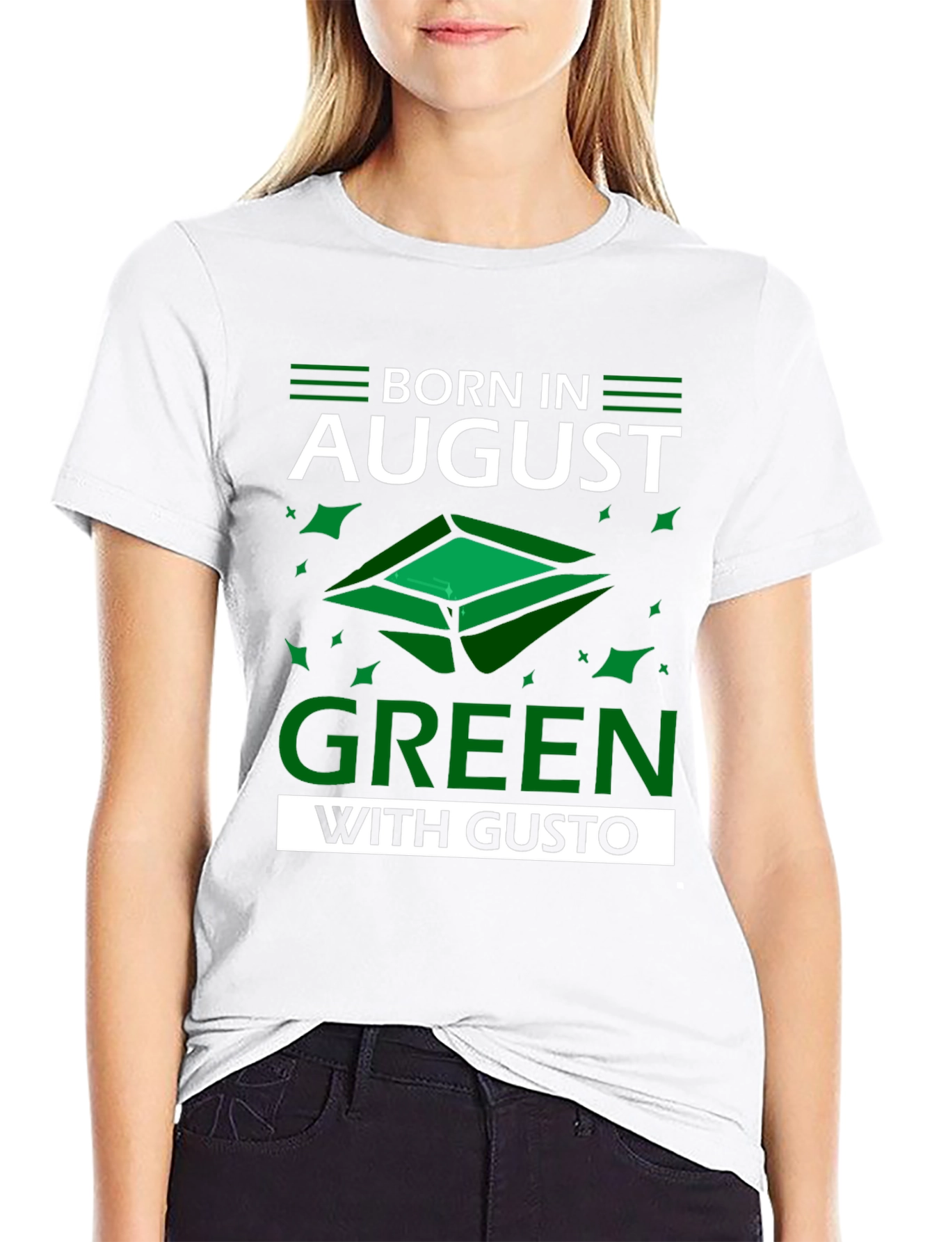 Camiseta Negra Nacido en Agosto - Verde con Gusto