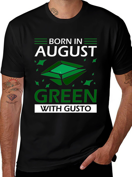 Camiseta Negra Nacido en Agosto - Verde con Gusto