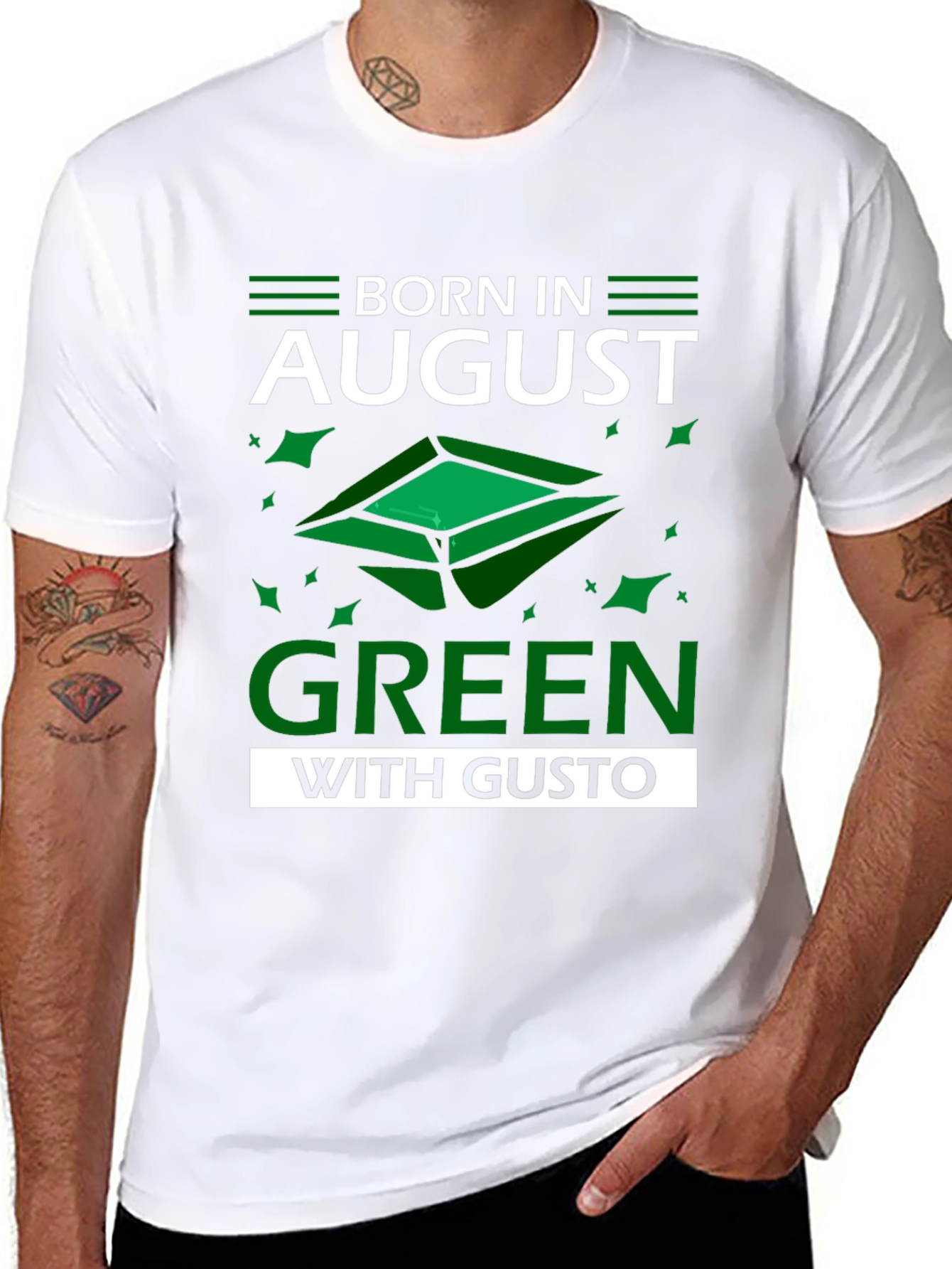 Camiseta Negra Nacido en Agosto - Verde con Gusto