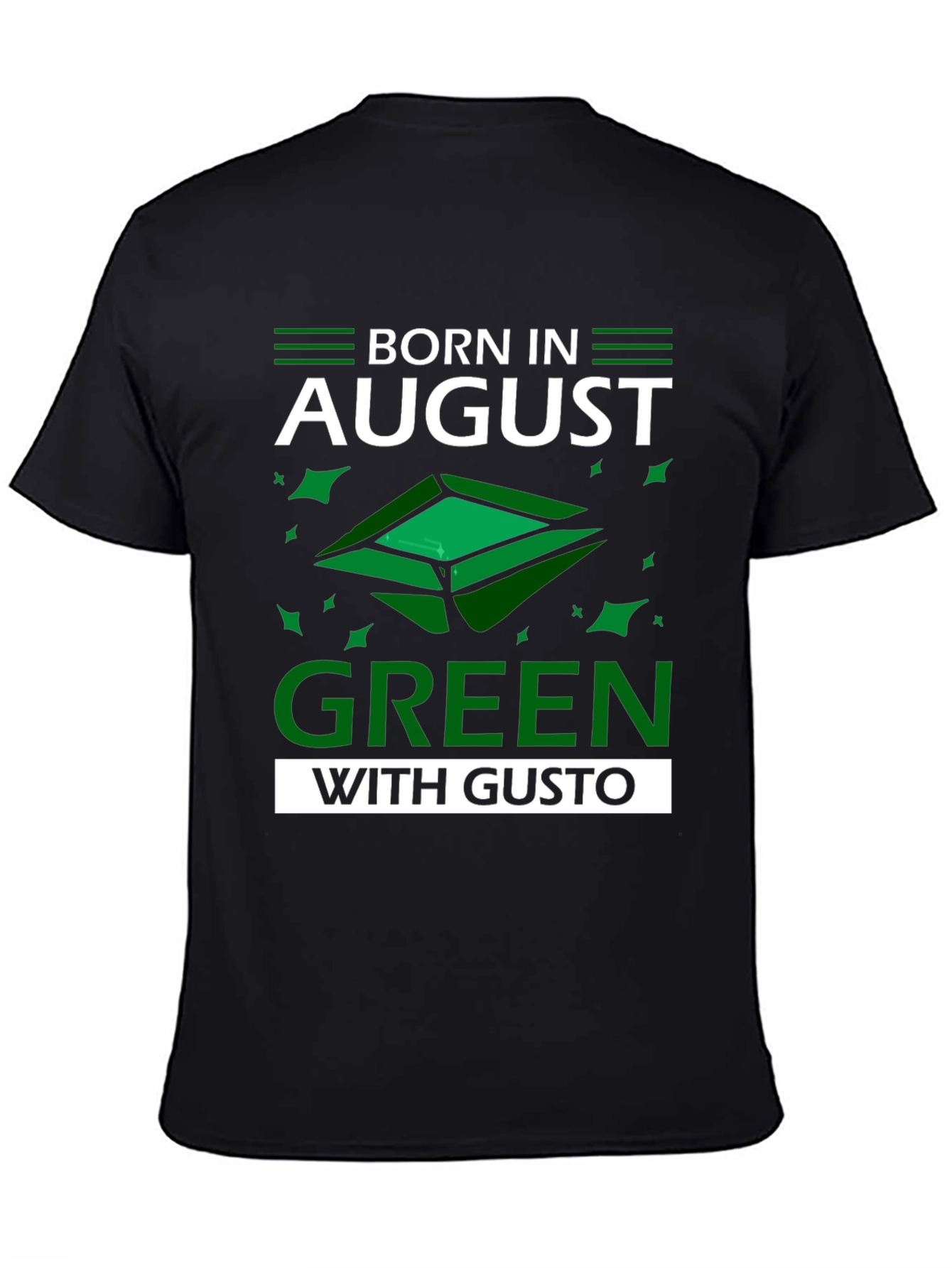 Camiseta Negra Nacido en Agosto - Verde con Gusto