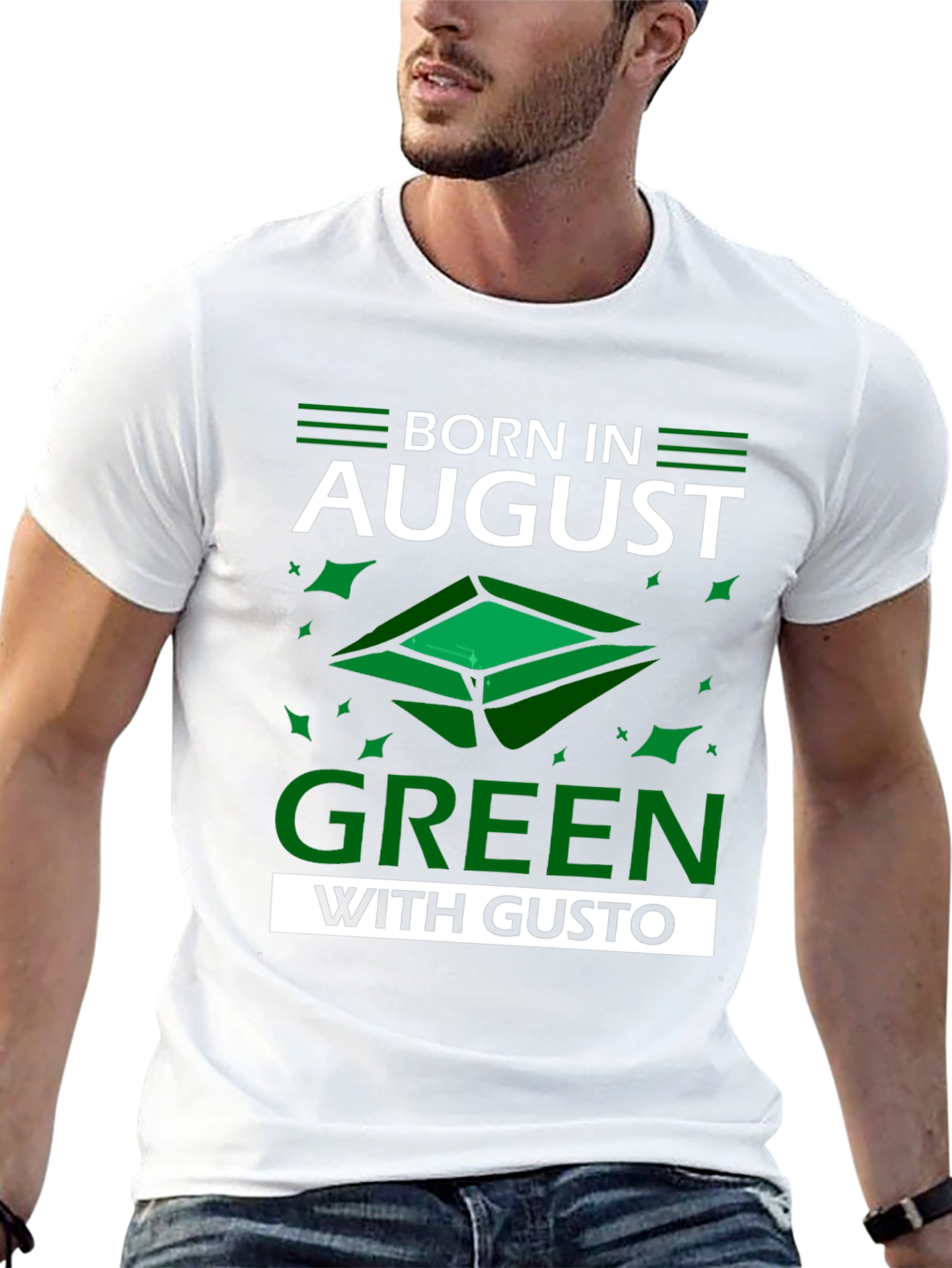 Camiseta Negra Nacido en Agosto - Verde con Gusto
