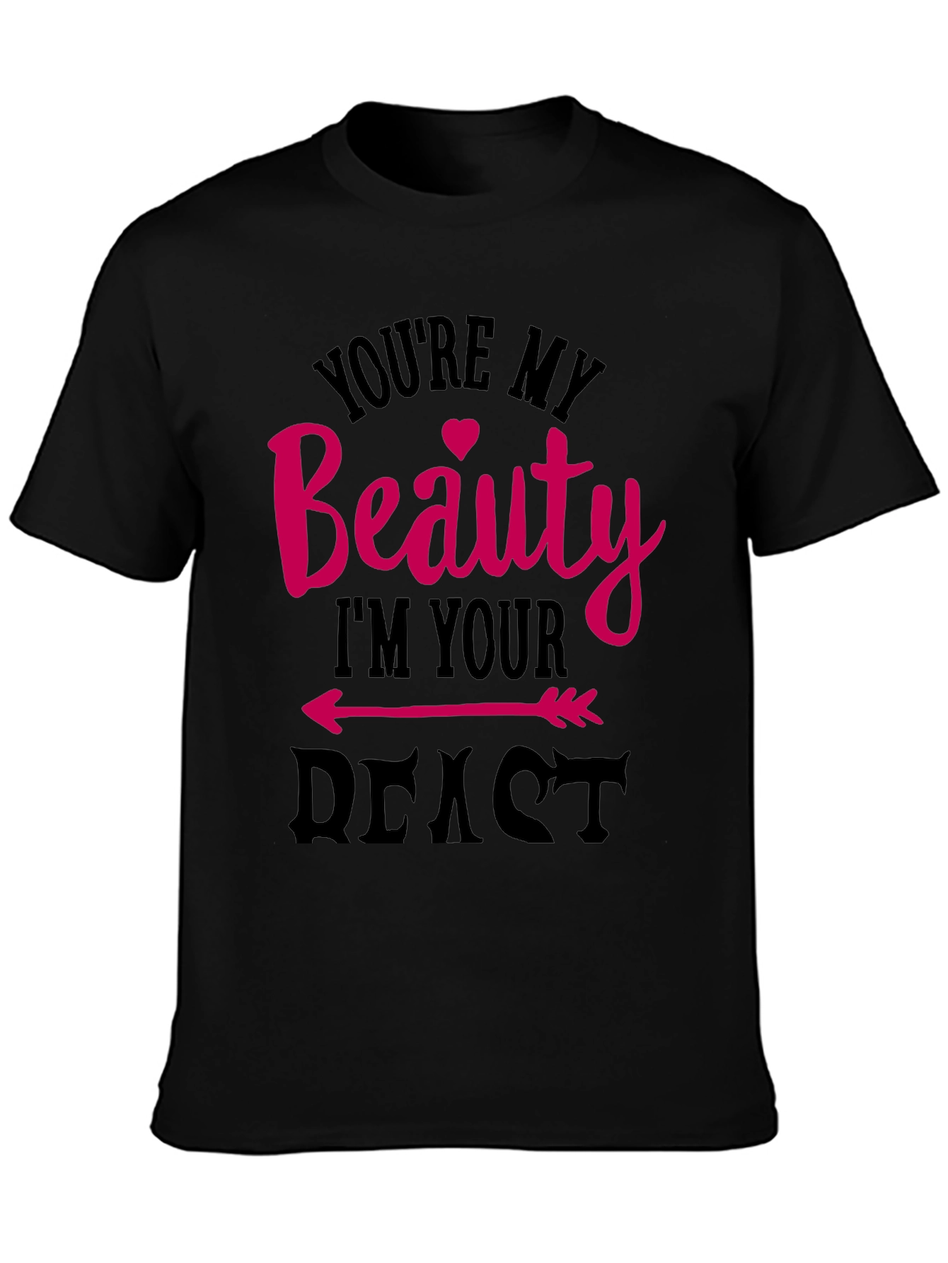 Camiseta Negra Beauty and Beast para Parejas