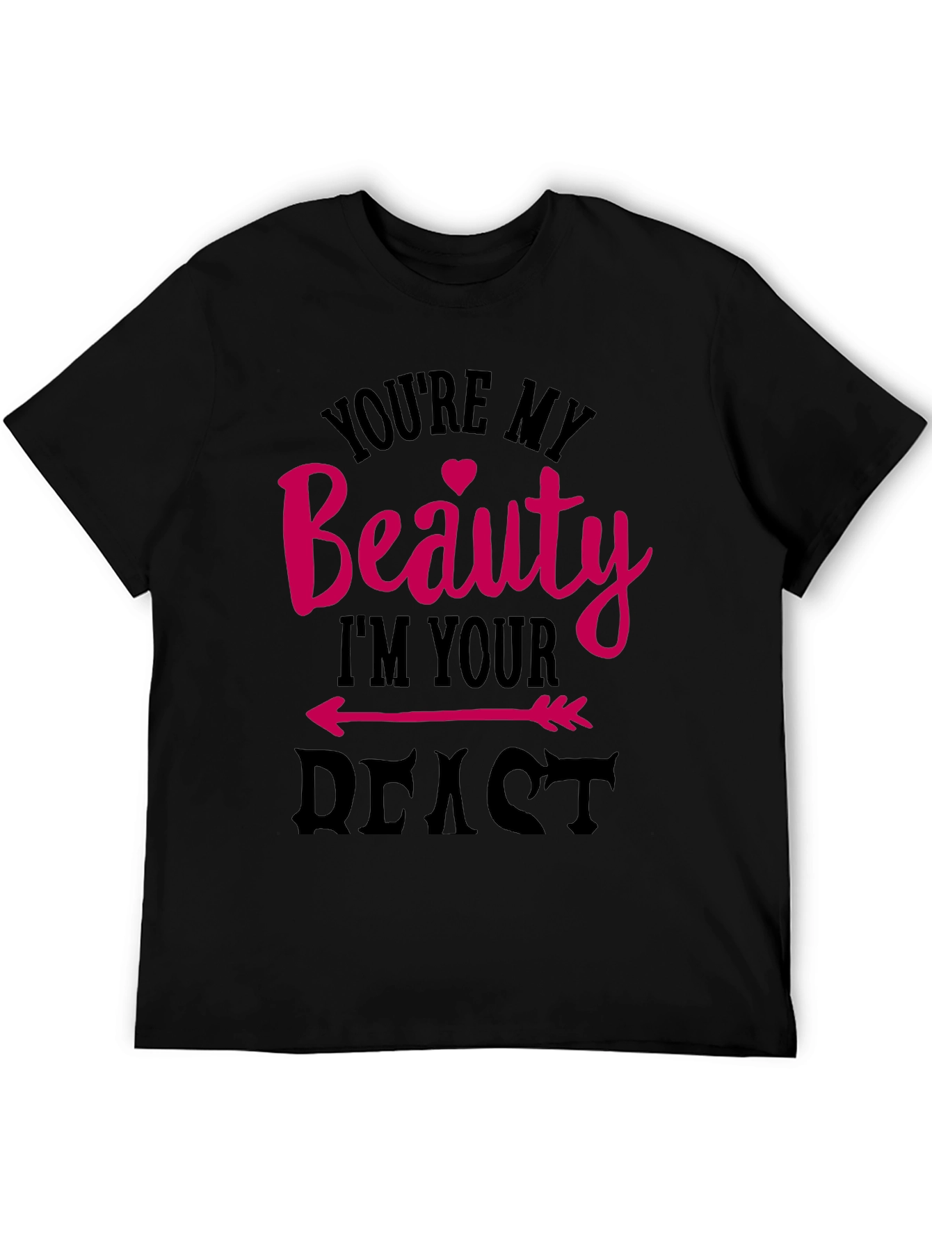 Camiseta Negra Beauty and Beast para Parejas
