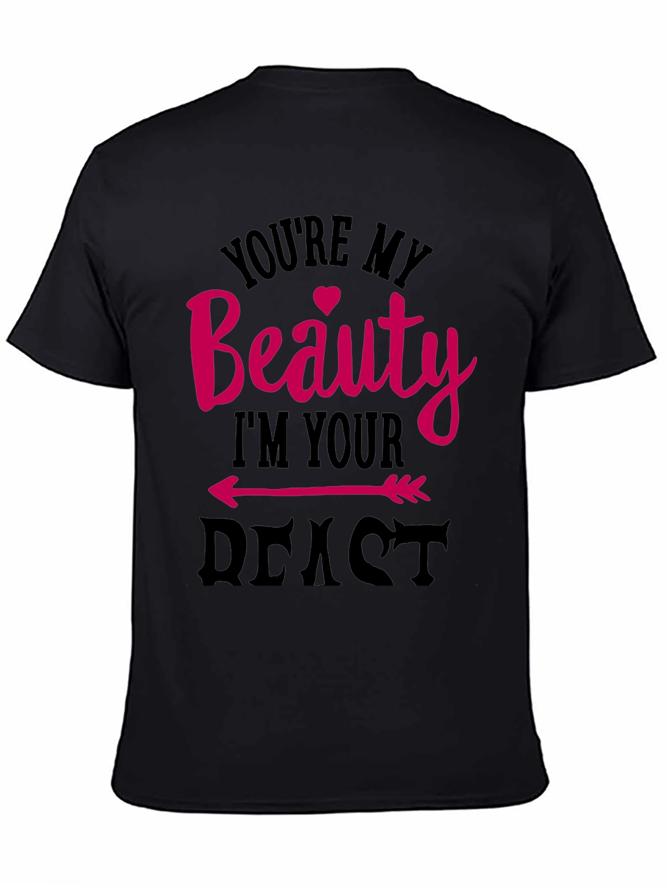 Camiseta Negra Beauty and Beast para Parejas