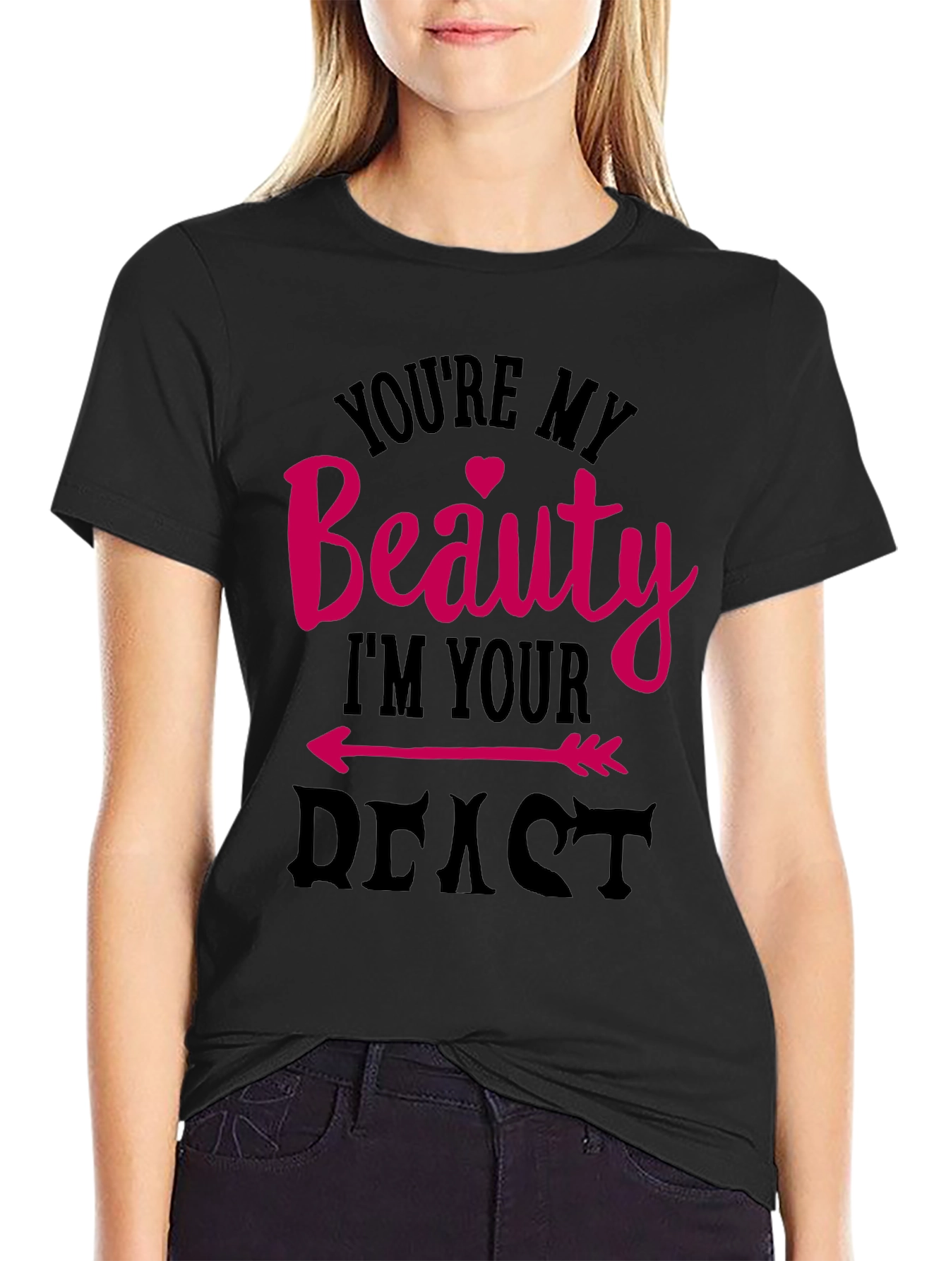 Camiseta Negra Beauty and Beast para Parejas