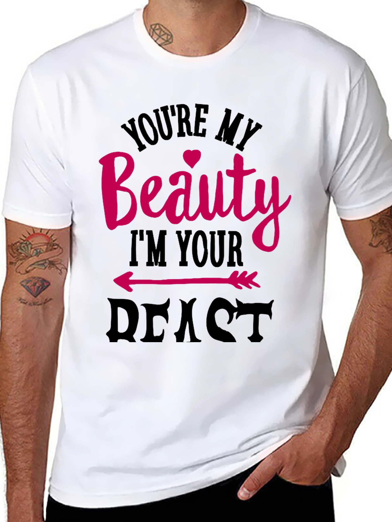 Camiseta Negra Beauty and Beast para Parejas