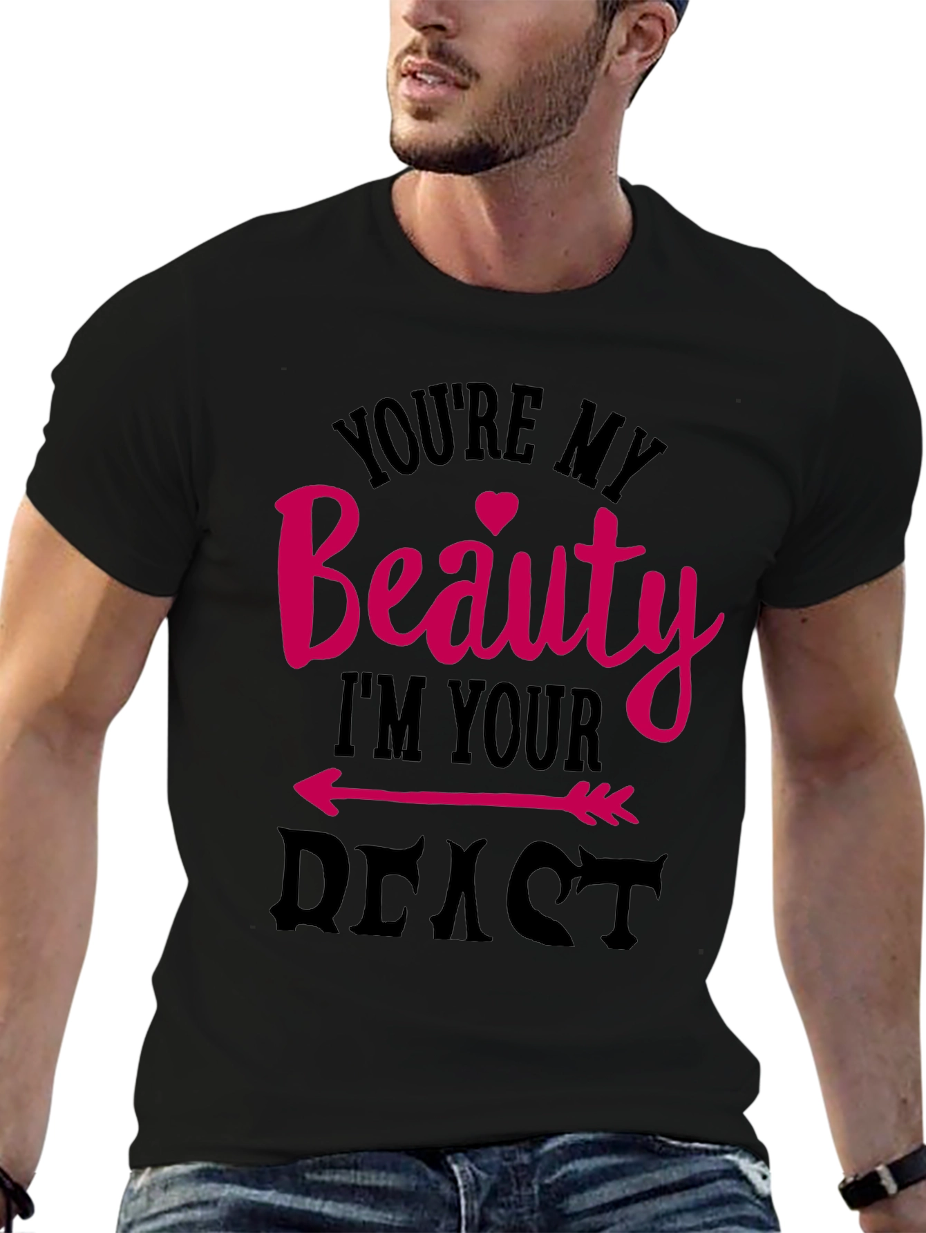Camiseta Negra Beauty and Beast para Parejas