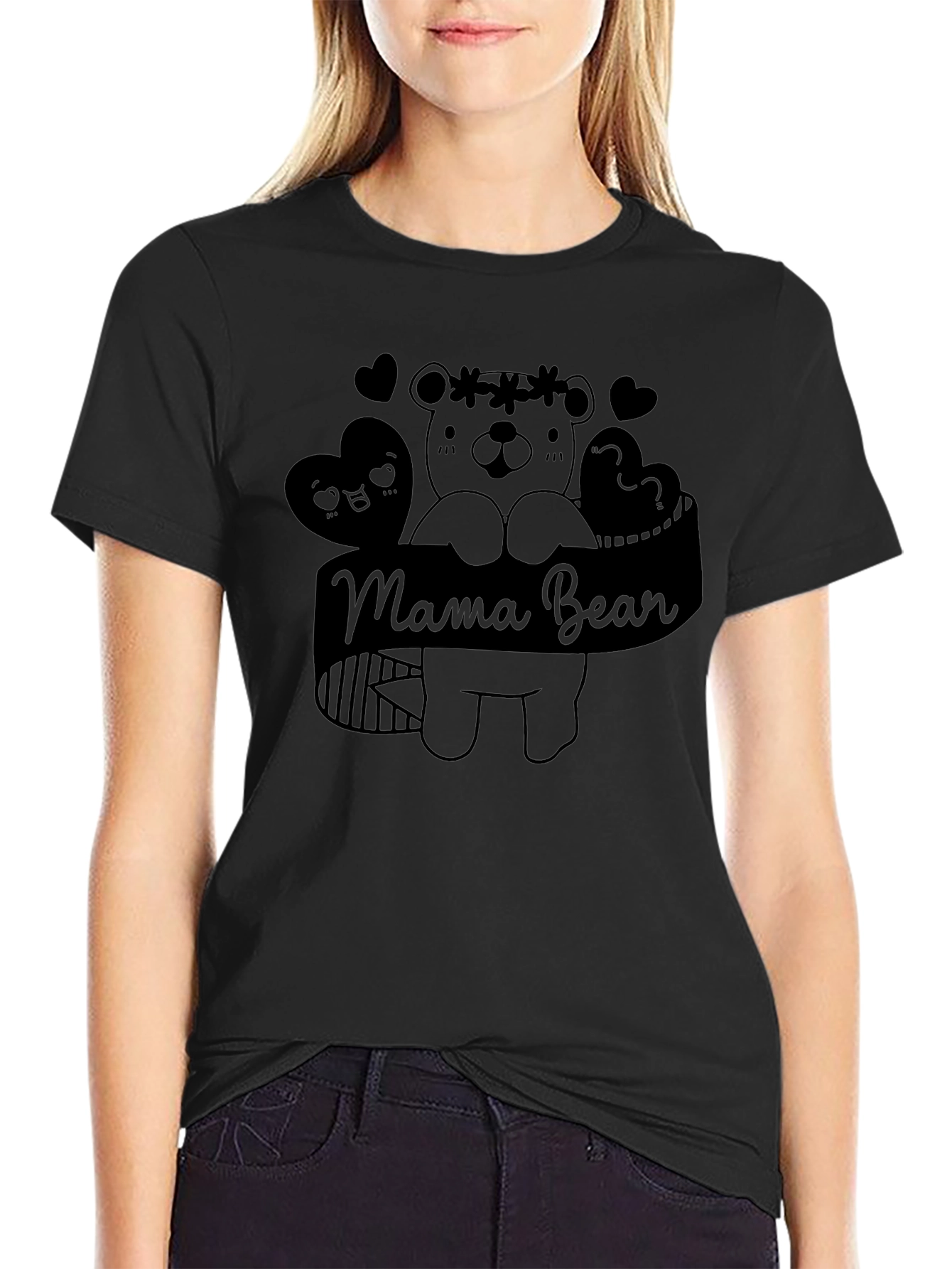 Camiseta Negra Mama Bear con Diseño de Oso