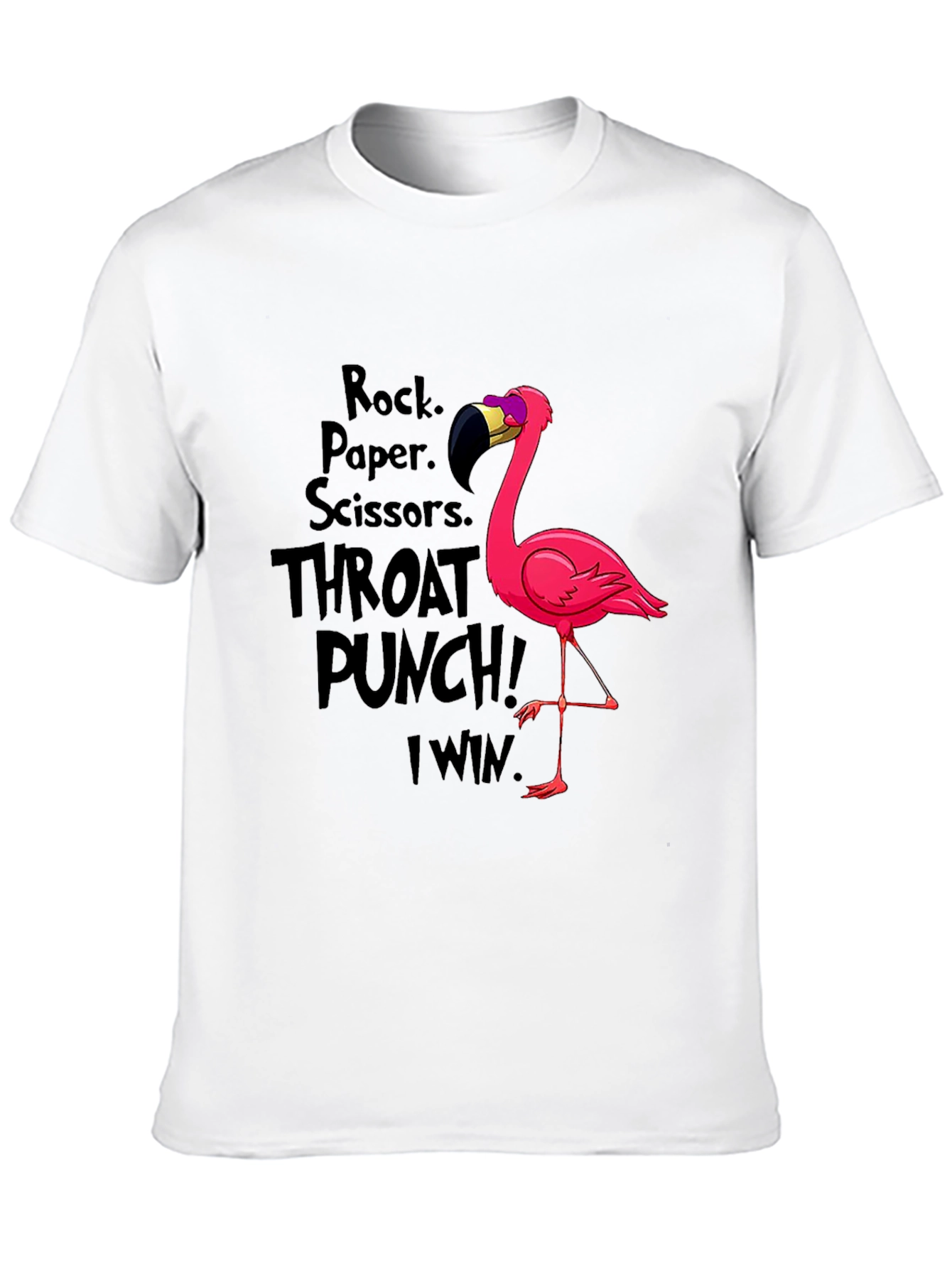 Camiseta Negra Flamingo: Rock Paper Scissors