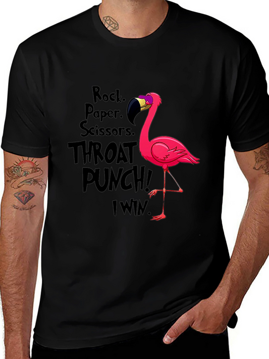 Camiseta Negra Flamingo: Rock Paper Scissors