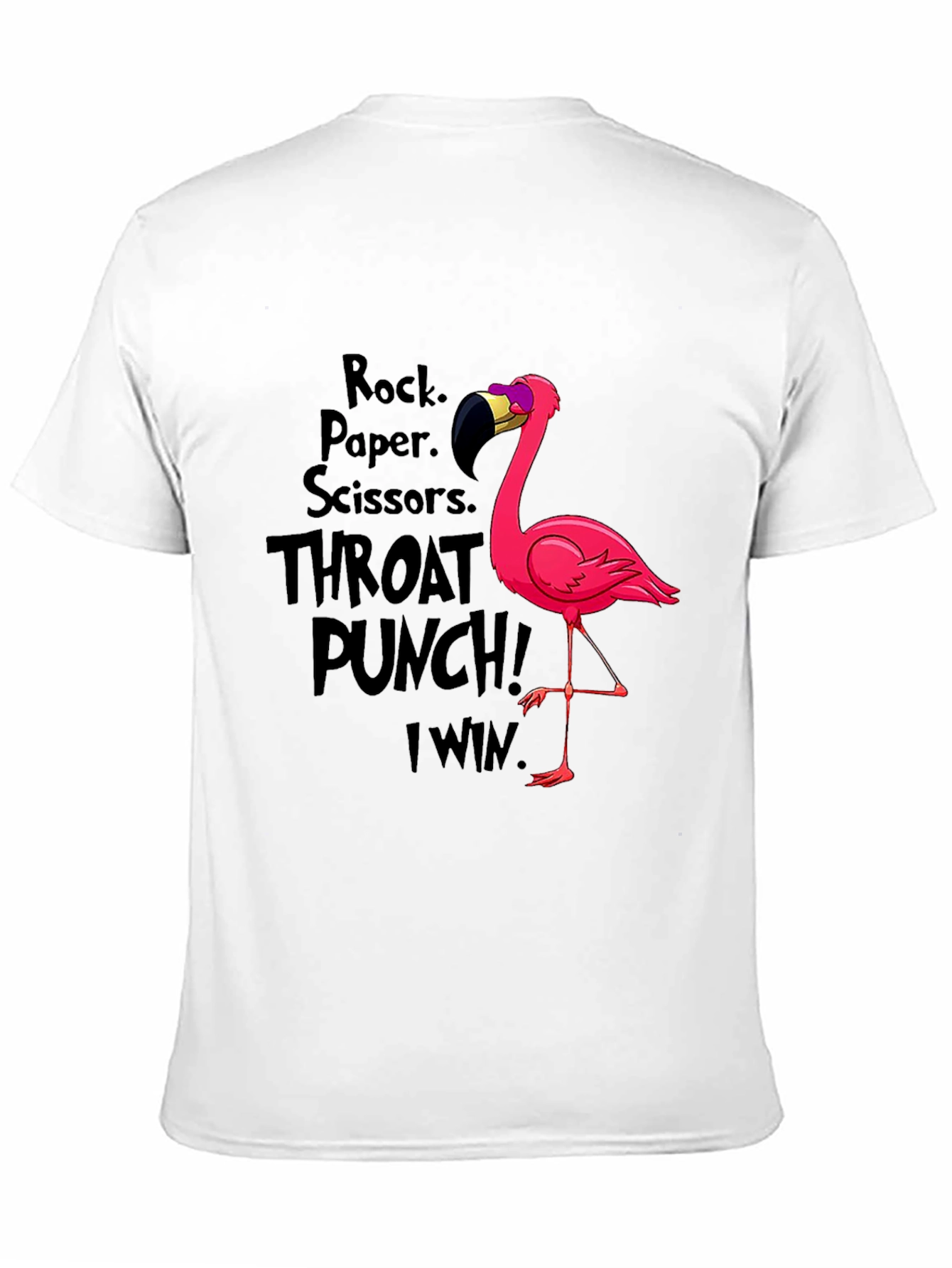 Camiseta Negra Flamingo: Rock Paper Scissors