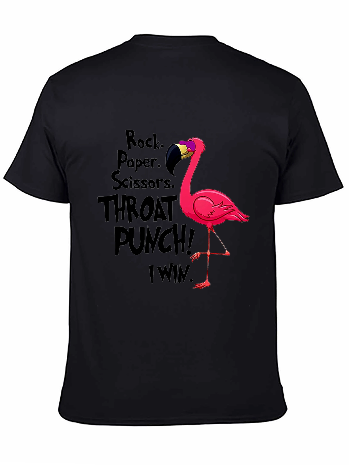 Camiseta Negra Flamingo: Rock Paper Scissors