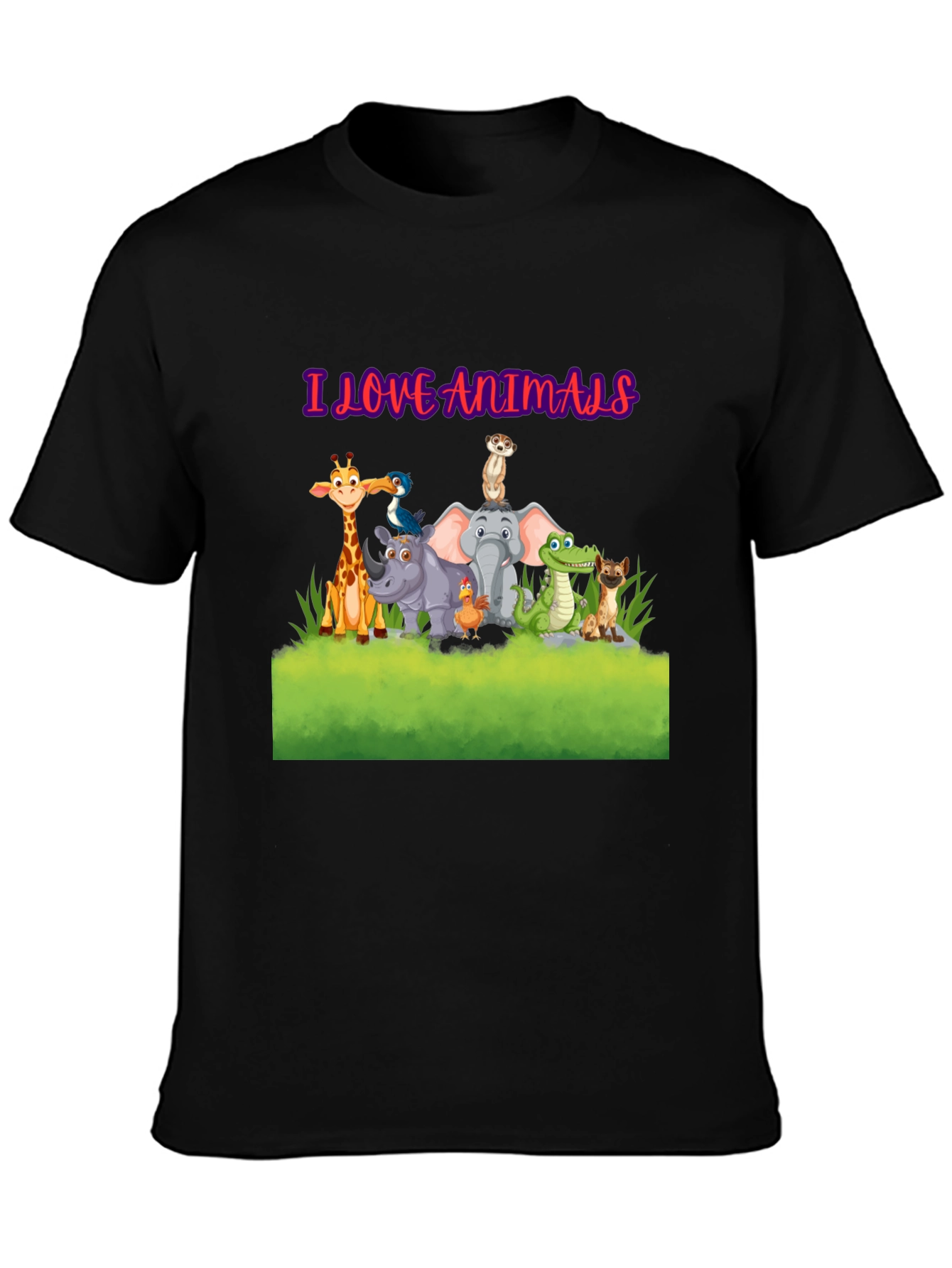 Camiseta Negra Amo a los Animales - Diseño Divertido