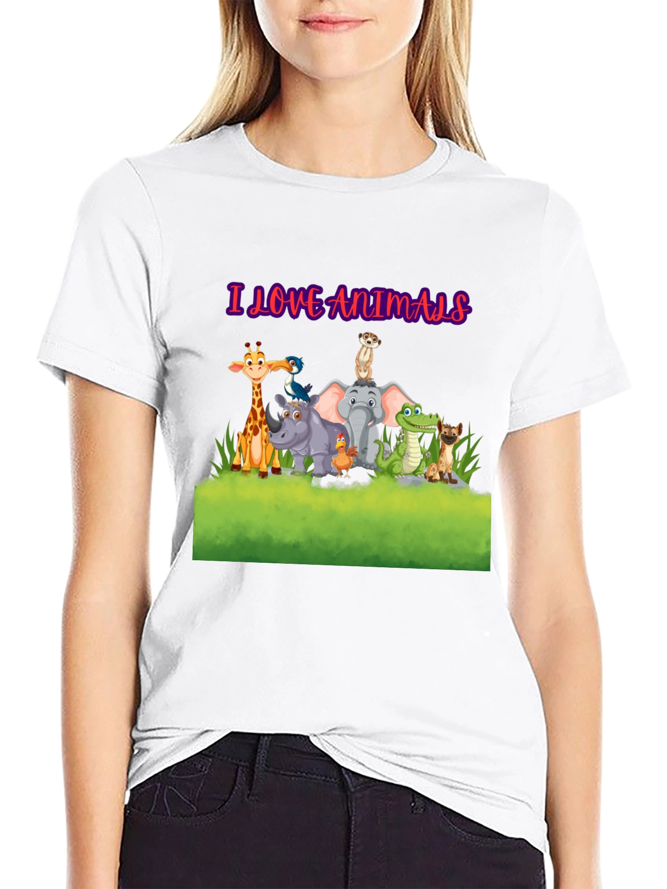 Camiseta Negra Amo a los Animales - Diseño Divertido