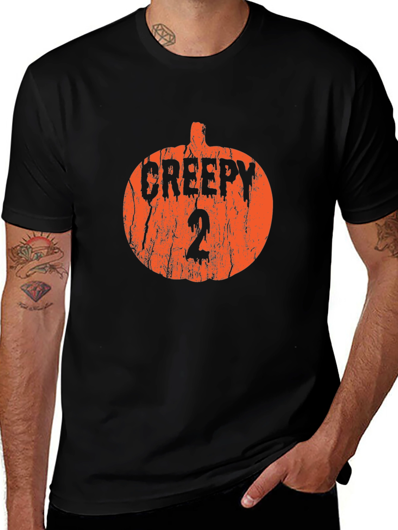 Camiseta Negra Calabaza Creepy 2 Halloween