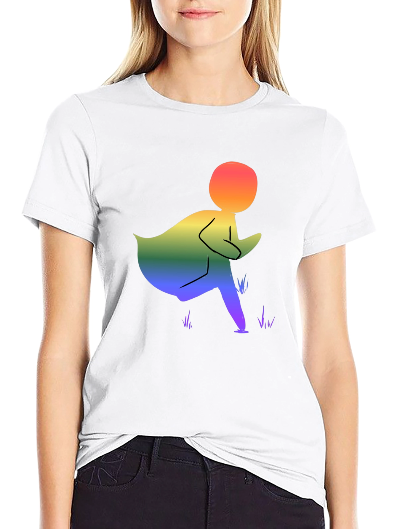 Camiseta Negra con Diseño Abstracto de Arcoíris