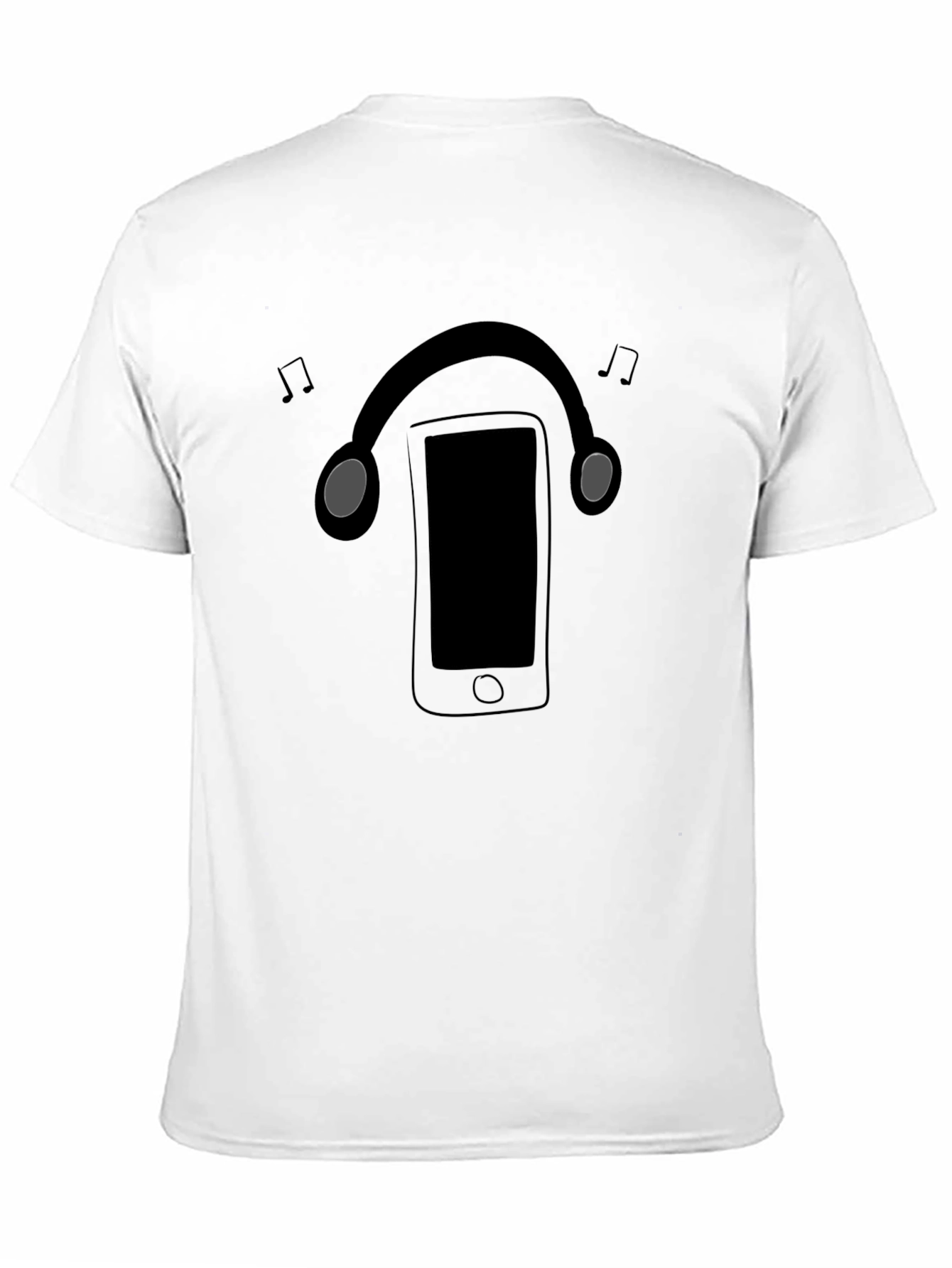 Camiseta Negra con Diseño de Audífonos y Música
