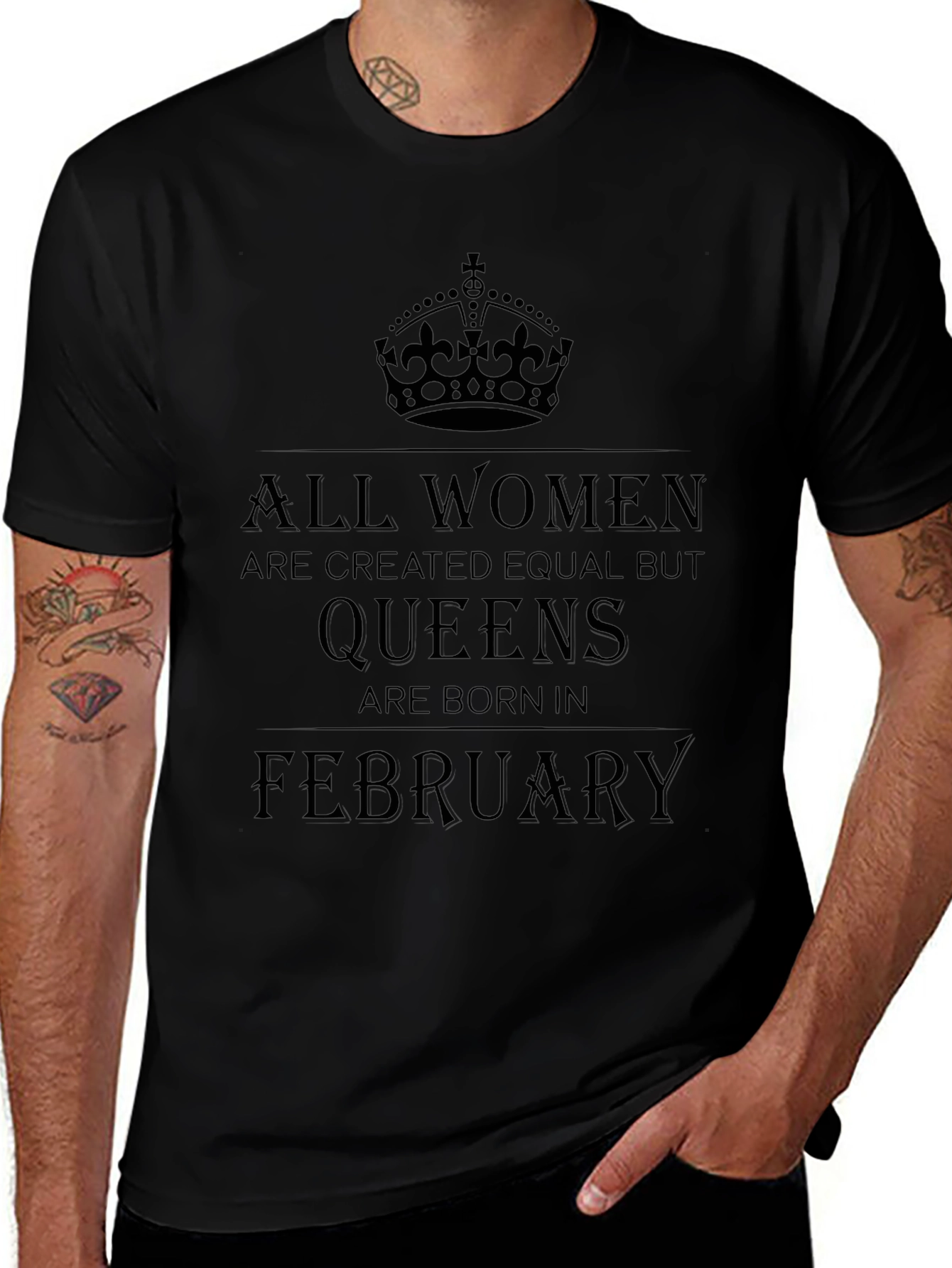 Camiseta Negra Queens Born in February