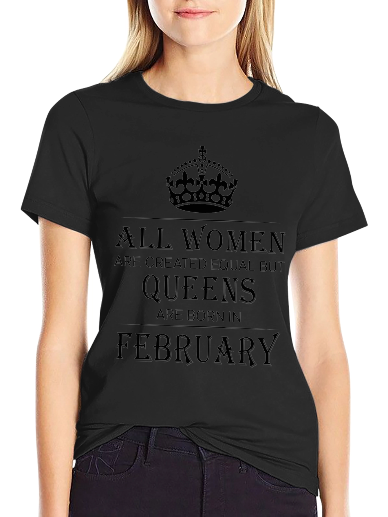 Camiseta Negra Queens Born in February
