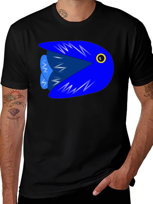 Camiseta Negra con Diseño de Pez Azul