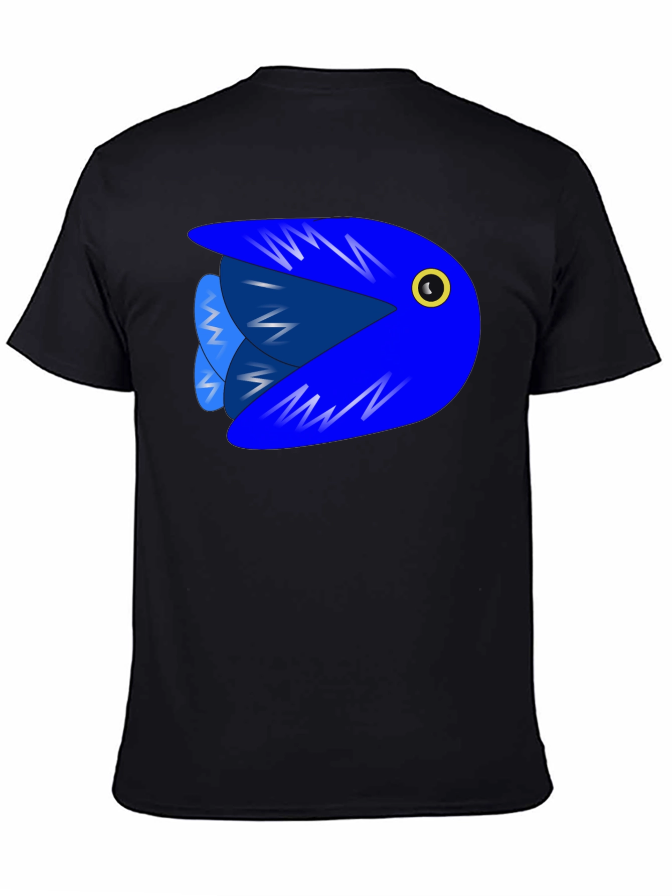 Camiseta Negra con Diseño de Pez Azul