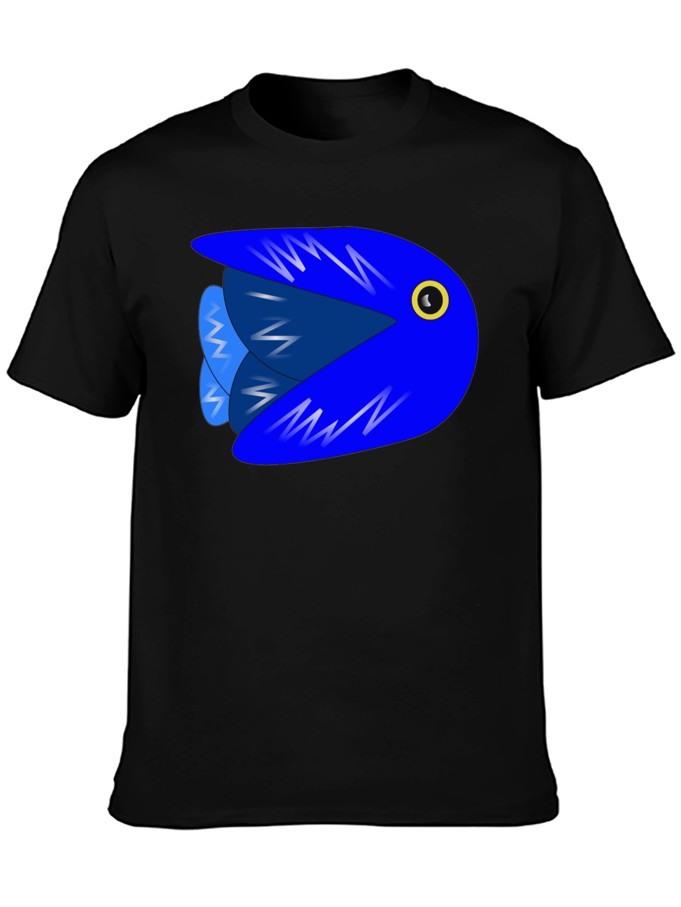 Camiseta Negra con Diseño de Pez Azul