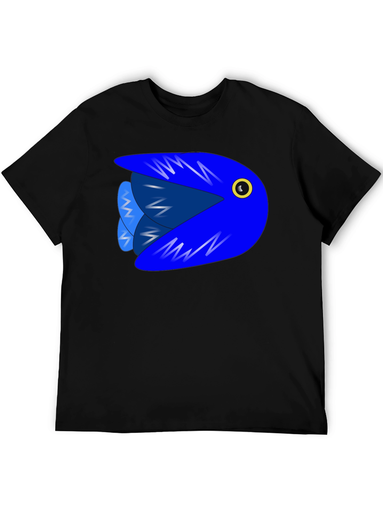 Camiseta Negra con Diseño de Pez Azul