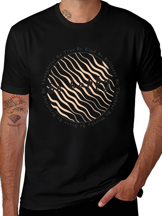 Camiseta Negra con Diseño Abstracto Circular