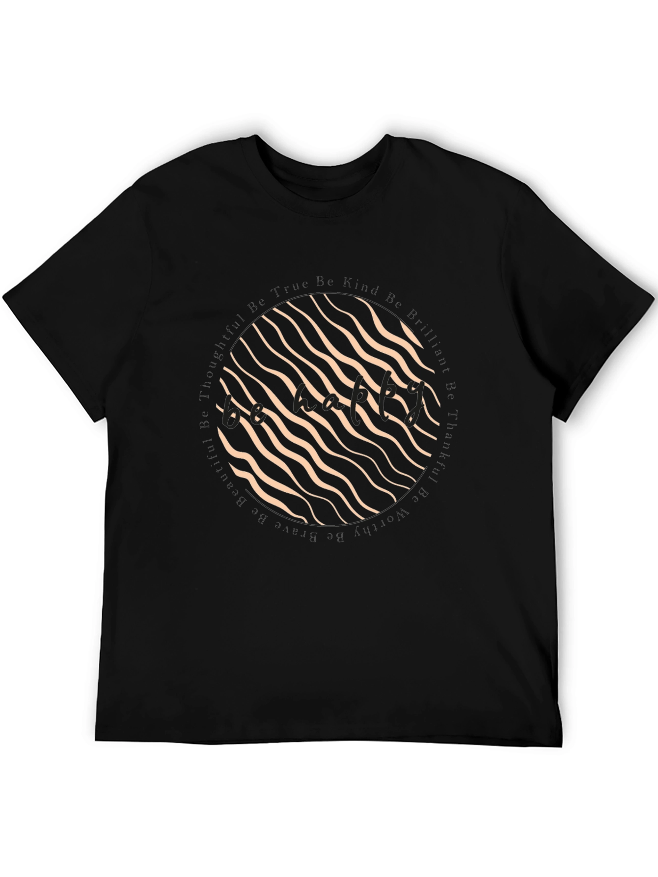 Camiseta Negra con Diseño Abstracto Circular