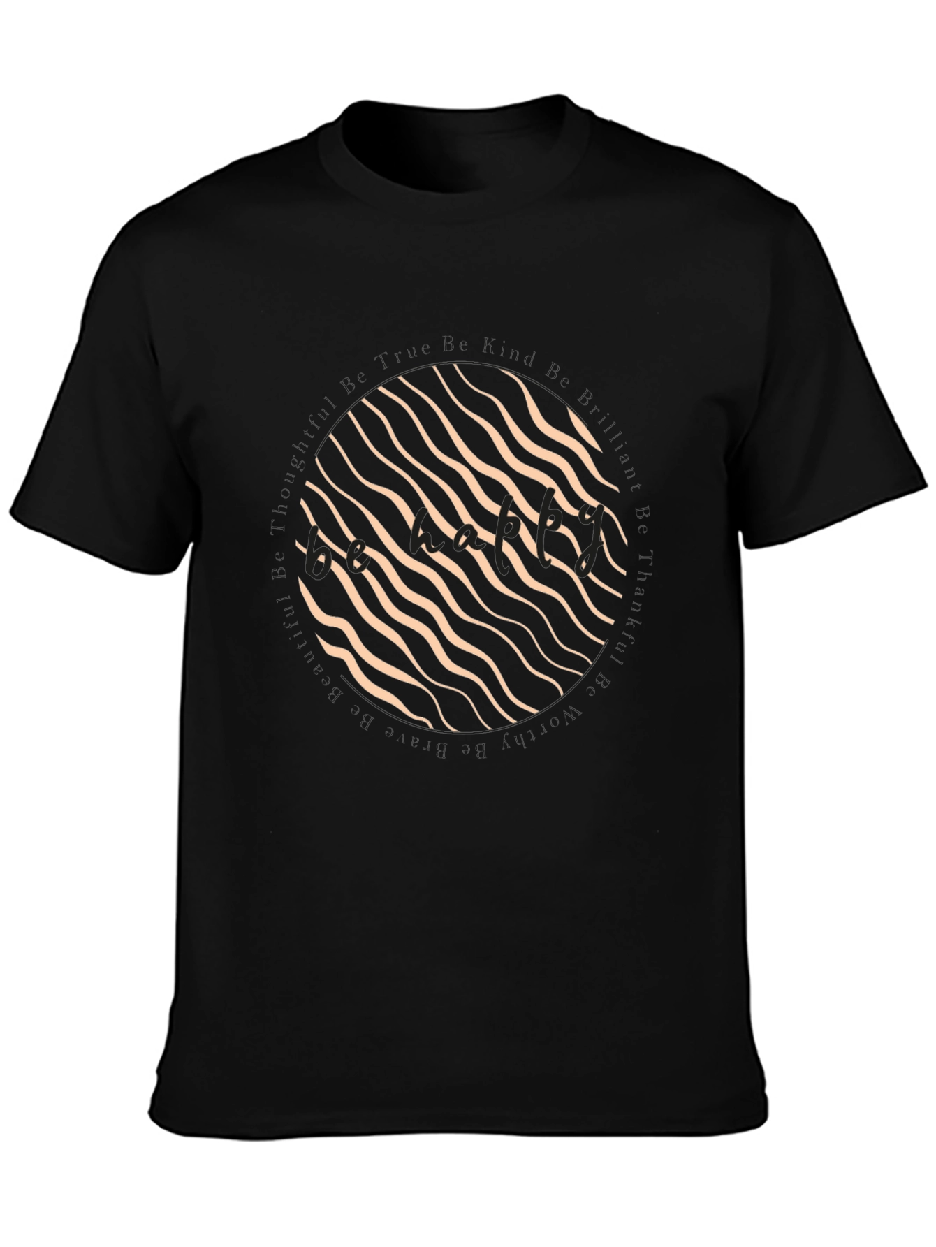Camiseta Negra con Diseño Abstracto Circular