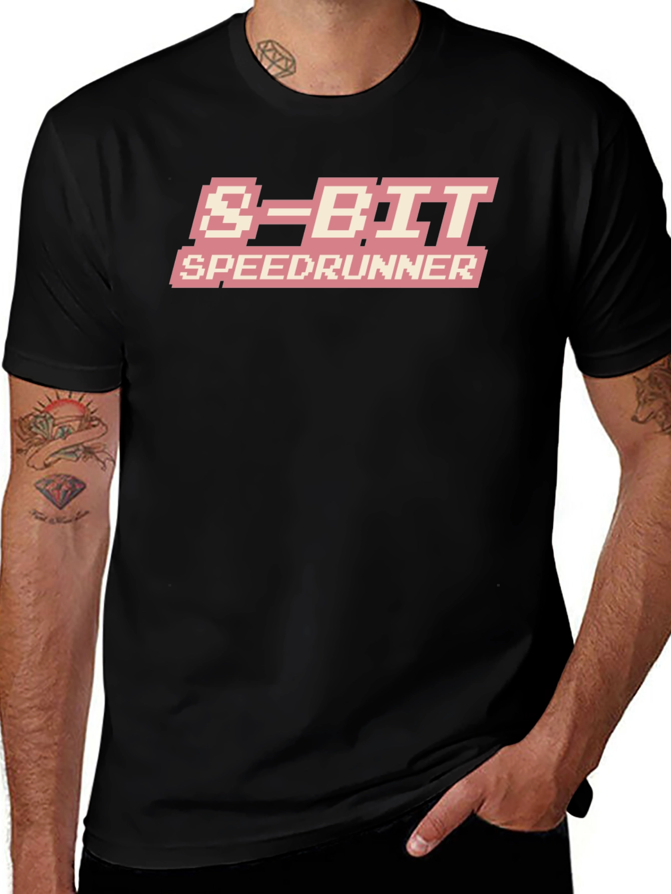 Camiseta Negra 8-Bit Speedrunner - Diseño Retro