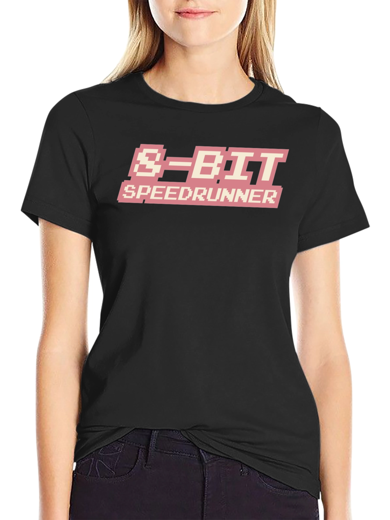 Camiseta Negra 8-Bit Speedrunner - Diseño Retro